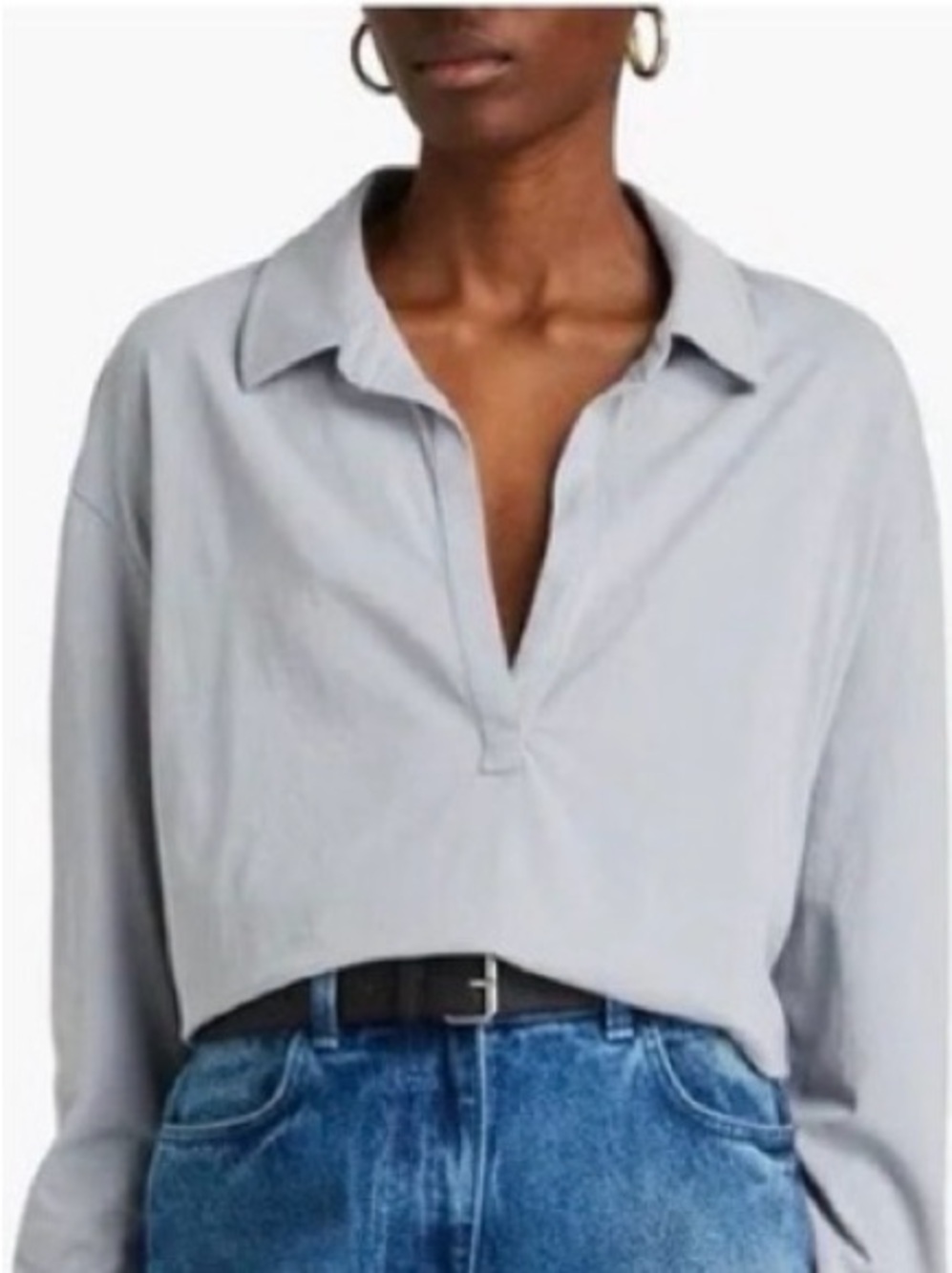 BNWT - JAMES PERSE Cotton Polo Shirt in light blue/grey size 4 (or LARGE)